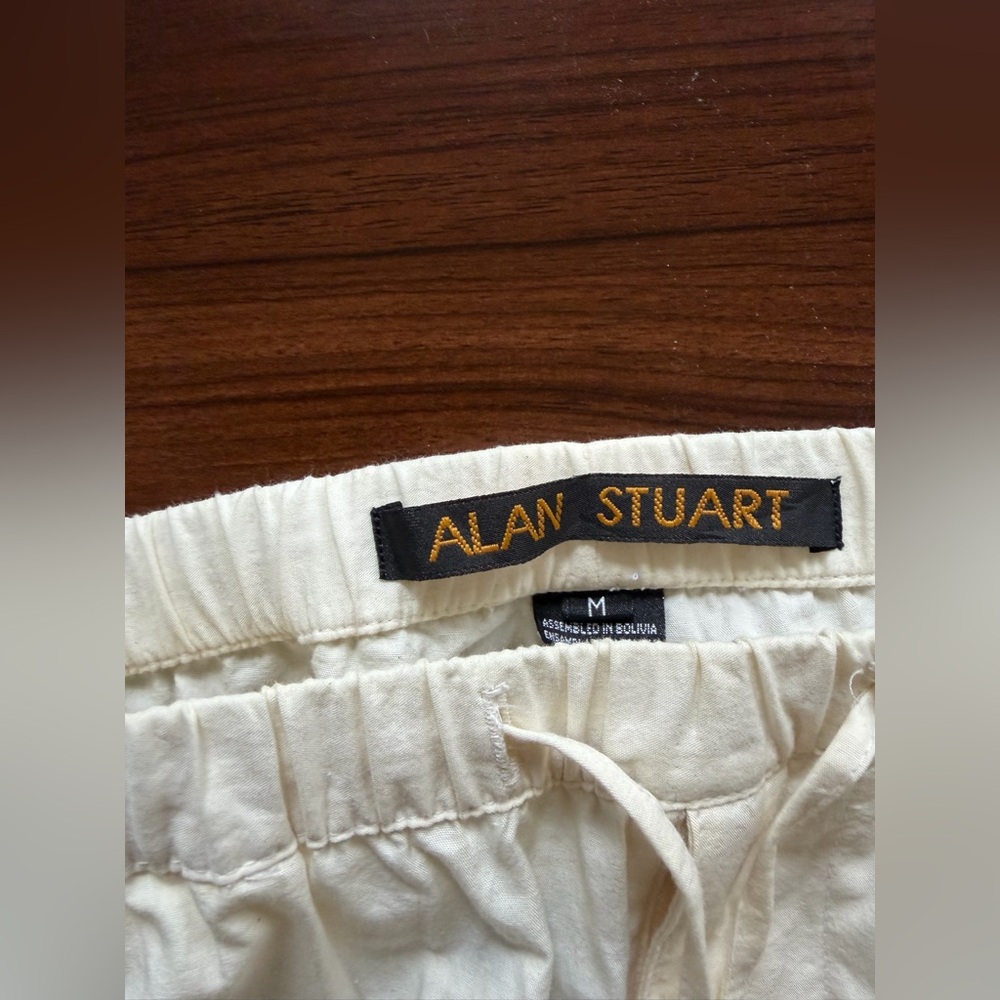 bundle of 2 Alan Stuart women cream cotton casual pants size M - Picture 5 of 8
